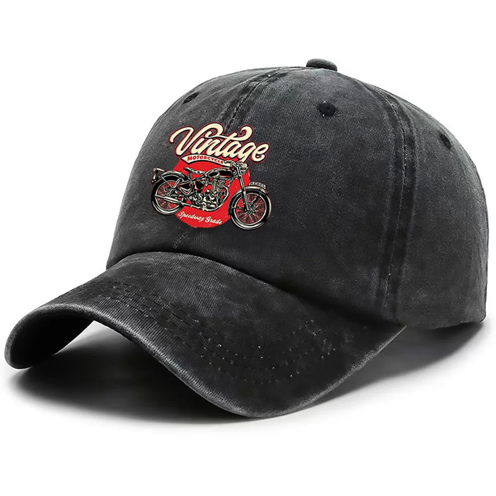 1 Classic Vintage Motorcycle-Themed Baseball Cap, Breathable Fishing Dad Hat, Available in Multiple Colors, Adjustable, Suitable