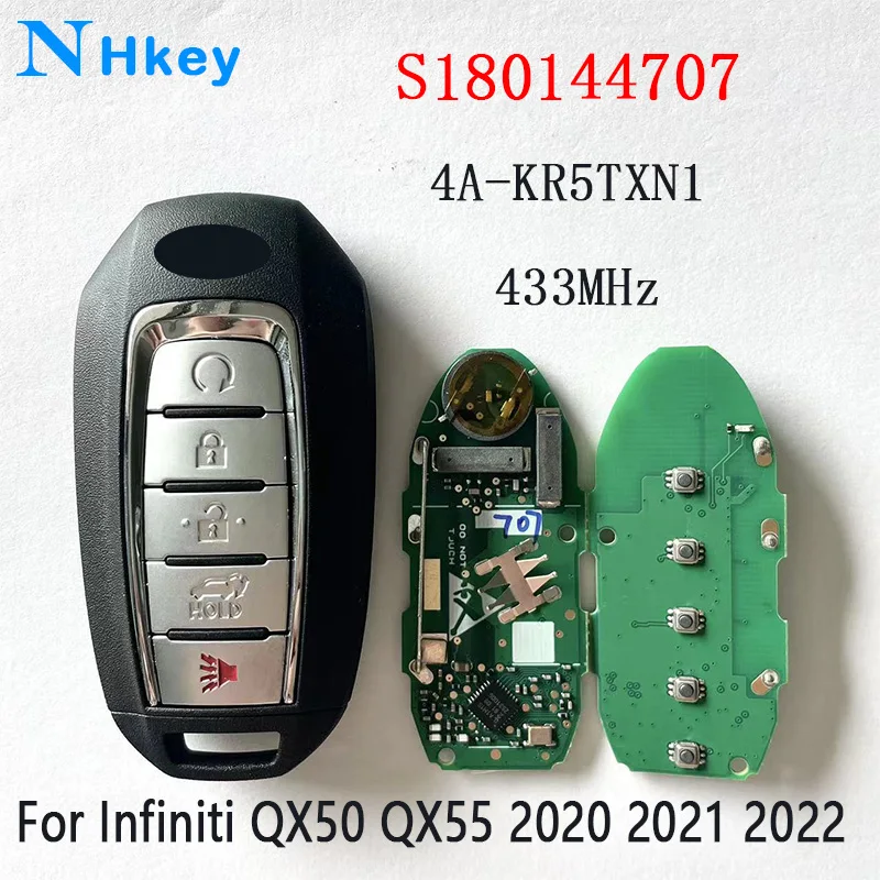 NHkey remoto Key Fob, Keyless remoto Key Fob, 433,92 MHz, Chip 4A, KR5TXN1, S180144707, 285E3-5NY7A, Infiniti QX50, QX55, 2020, 2021, 2022