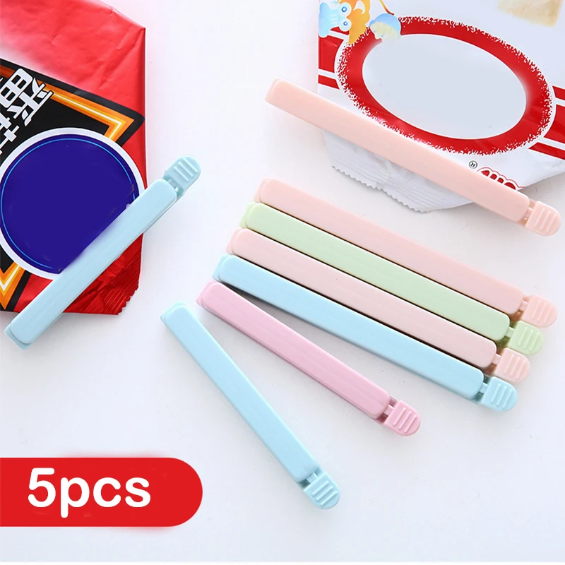 

5pcs Pack Bag Clips Food Snack Sealing Clip Plastic Sealer Tool Mini Sealing Clamp Portable Kitchen Storage Accessories Tool