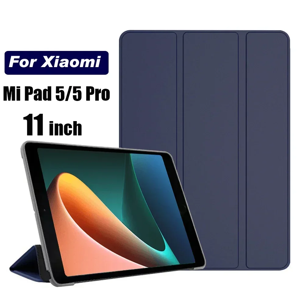 غطاء واقٍ لـ Xiaomi Mi Pad 5 ، حافظة تابلت ، جلد ، حامل ثلاثي الطي ، 11 بوصة ، 5 برو ، PU ، PU