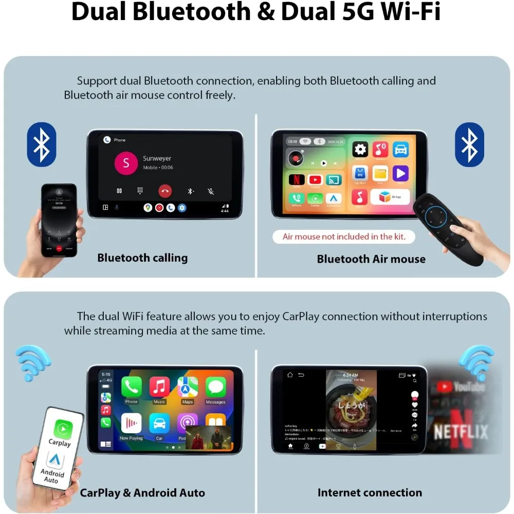Streamers for Netflix, YouTube, Hulu, Disney+, Android Auto, LED, Dual WiFi Bluetooth, 3-in-1 Easy Setup - view 6