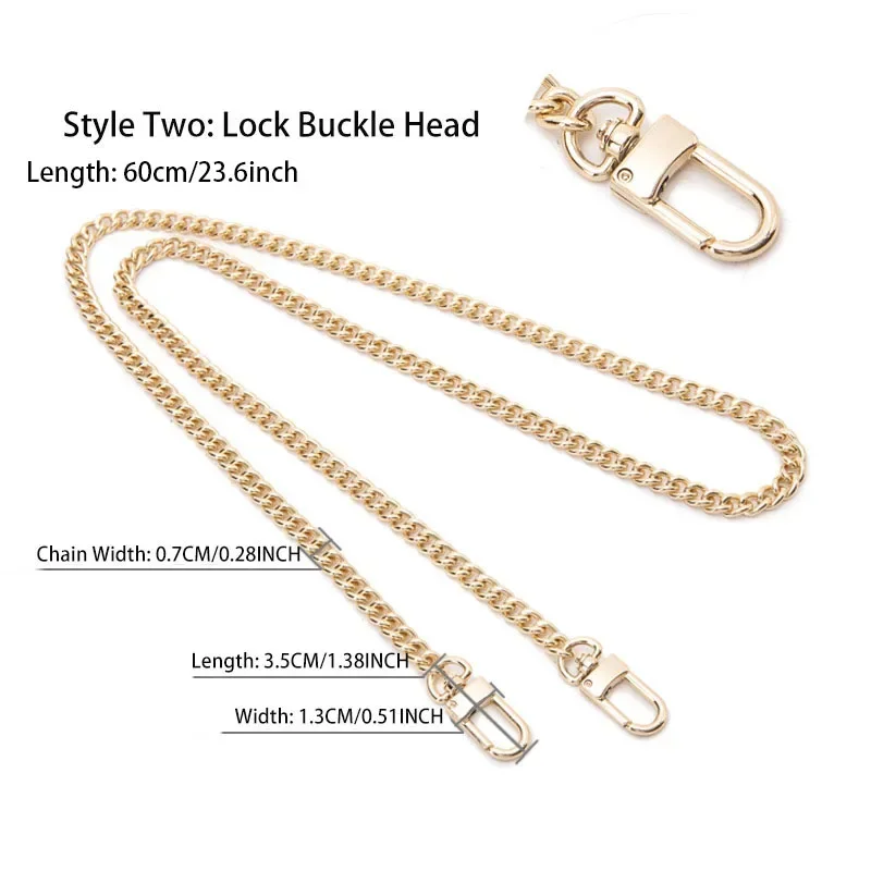 60/110cm Bag Chains Transformation Shoulder Strap Golden Cross-body Chain Backpack Replacement Metal Bag Strap Bag Accessories