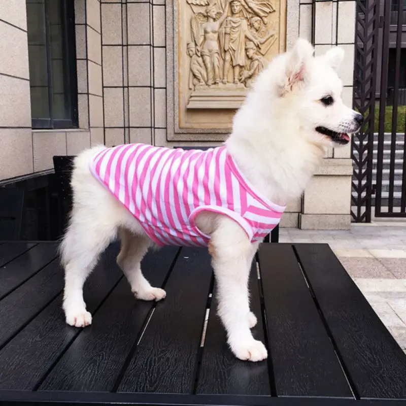 Dog Striped Shirt Lightweight Vest Soft Breathable Cool Pet Clothes Sleeveless Tank for Boy Girl Small Dogs Cats Puppy Outdoor