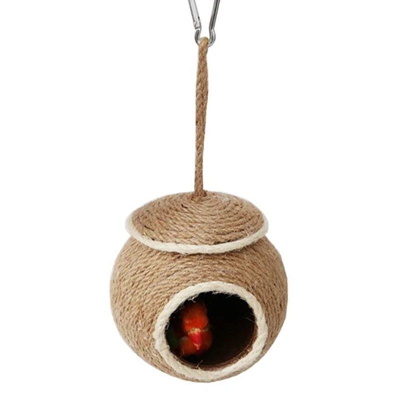 Bird House Cage Toy Natural Coconut Fiber for Parrots Nest Breeding Bird Nesting Box Fiber String Hanging Bird