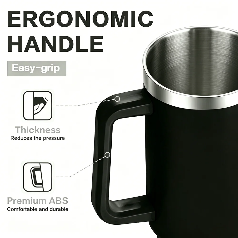 1200ML Custom Large Capacity Thermos Cup Stainless Steel Vacuum Insulated Water Bottle with Straw Leak Proof Gym Travel Mug view 5