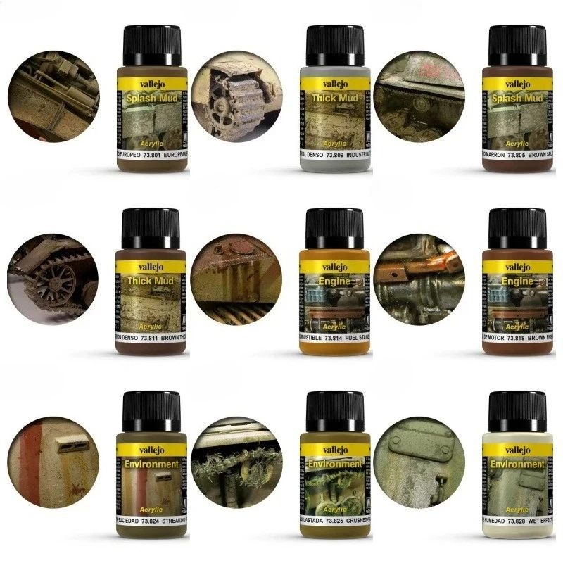 Vallejo Weathering Effects Water Based Acrylic Paint 40ml Engine&Environment Series Miniatures/Scale Model Aging Effect Pigment