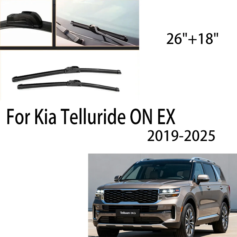 

For Kia Telluride ON EX 2019-2025 2021 2022 2023 2024RHD LHD Wiper Front Wiper Blades Windshield Windscreen Window Brush 26"+18"
