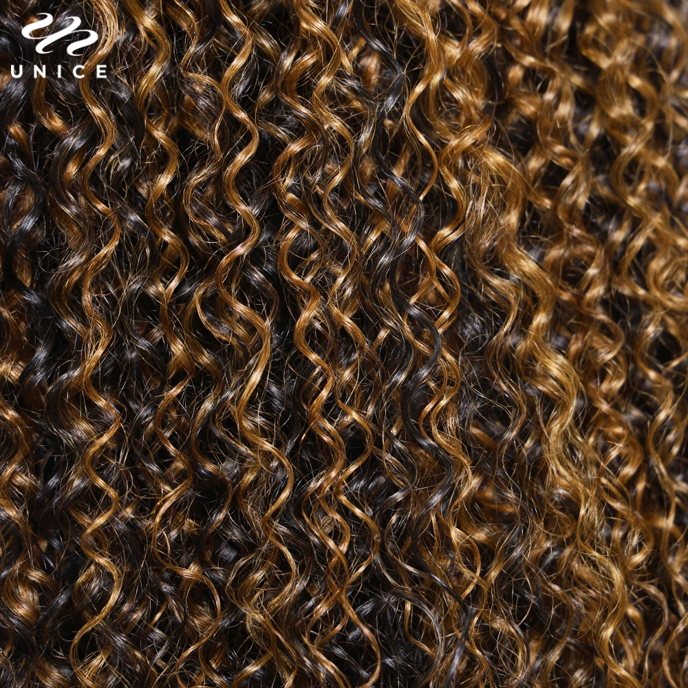 UNICE الشعر Balayage تسليط الضوء على شعر مستعار مجعد الخامس جزء مع الرباط صالح لجميع أحجام الرأس 100% خصلات الشعر المستعار الإنسان كليب في 150% الكثافة #5