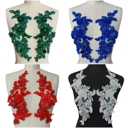 Hand Sewing Embroidery Lace Wedding Appliques Clothes Patches Sew on Glass Crystals Rhinestones For Carnival Costumes Decoration
