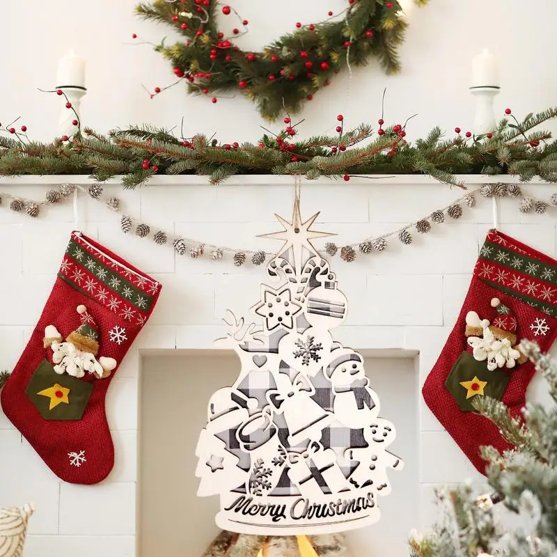 

Christmas Ornaments Set Wooden Christmas Tree Christmas Window Decorations Christmas Tree Wood Ornaments For Home Window