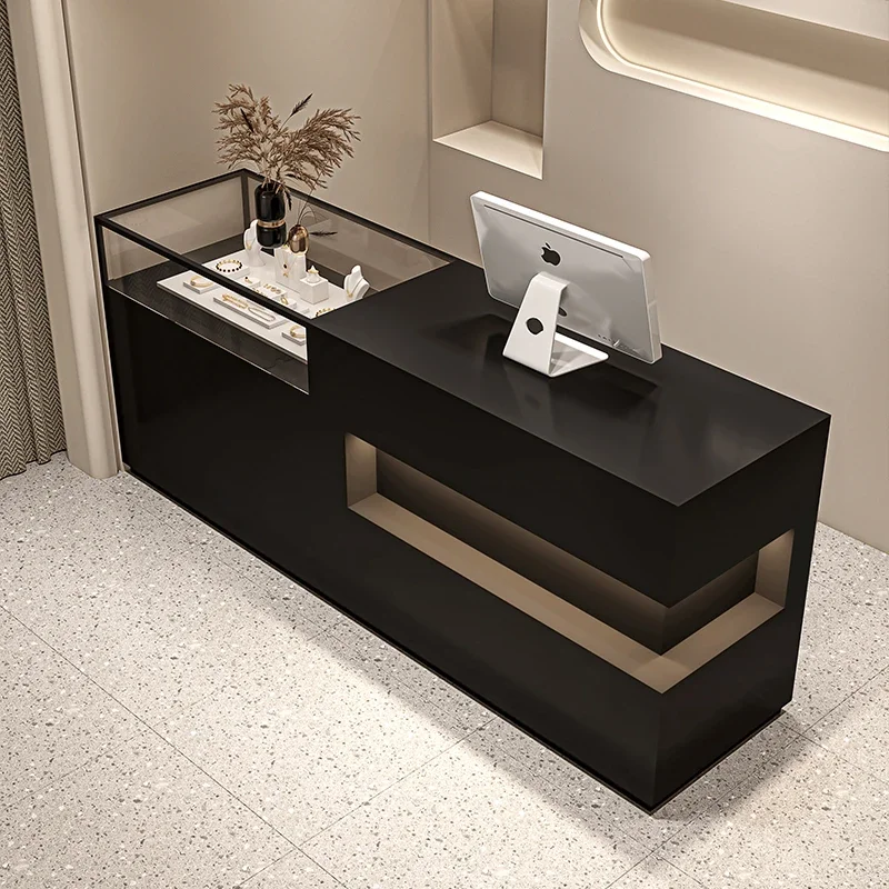 Modern High-end Light Luxury Clothing Store Bar Counter Women's Clothing Store Checkout Front Desk Jewelry Glass Counter Table