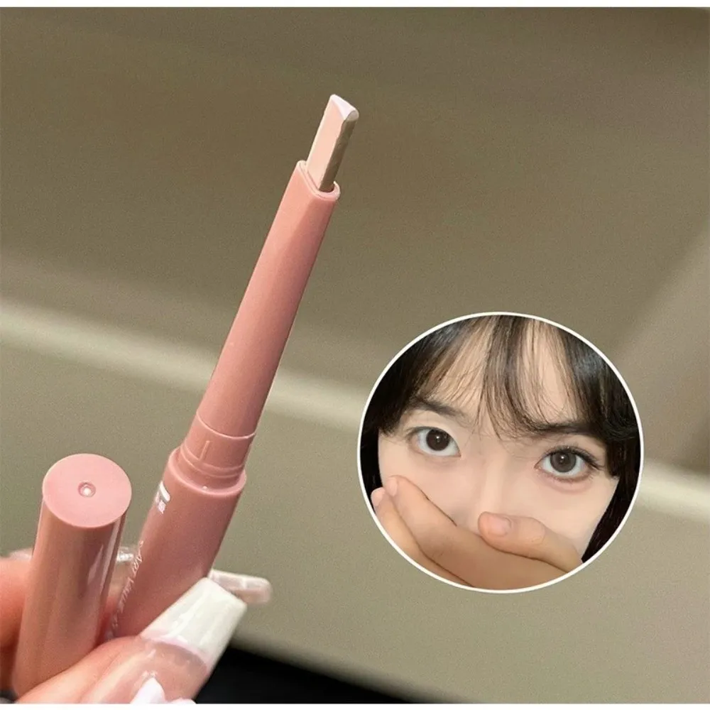 2 Color-Blocking Sleeping Silkworms Stick Pink Brown Ombre Highlighter Pen 2-in-1 Ultra-Thin Eyeshadow Stick