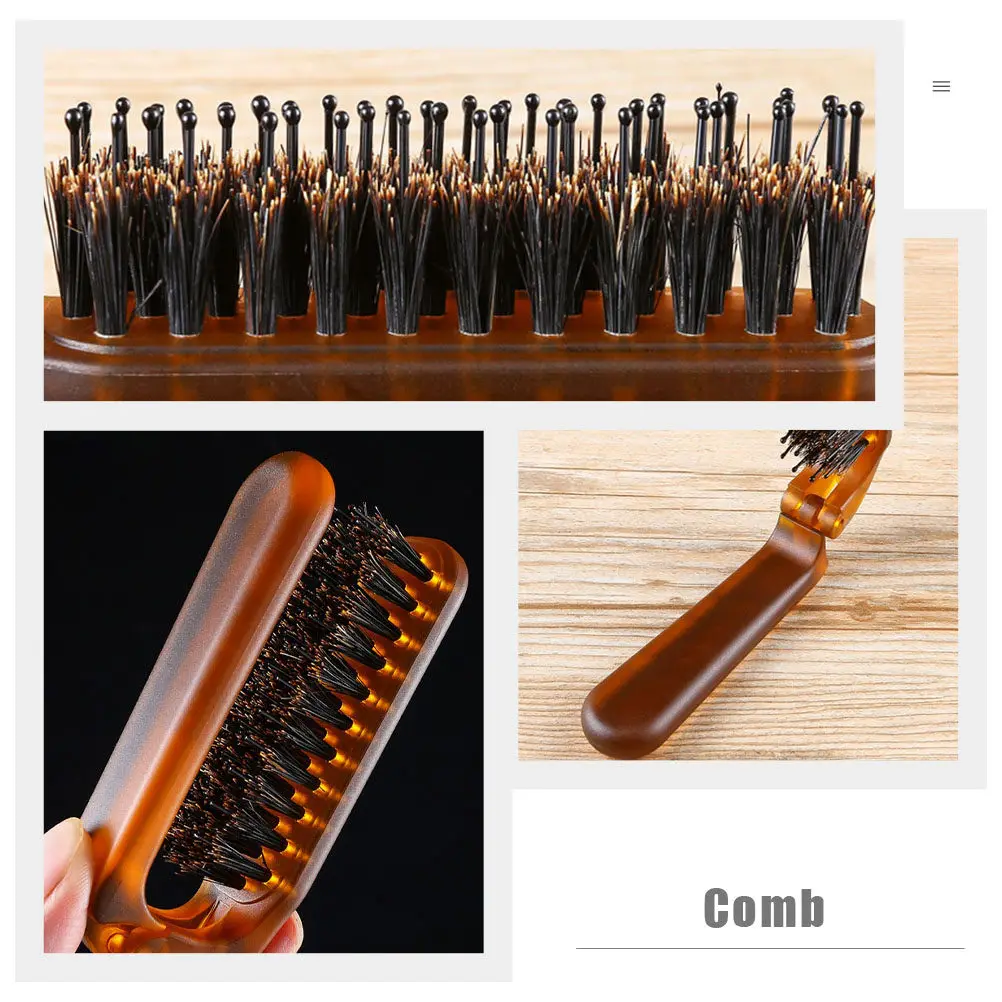 2Pcs Boar Bristle Portable Folding Hair Comb Professional Travel Pocket Comb Multi-Function Hairdresser Travel Accessory