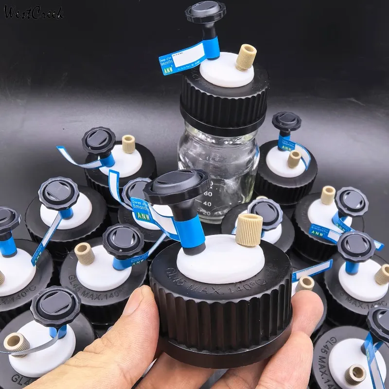 WESTCREEK GL45 HPLC Mobile Phase Safety Cap with S60 Reagent Vapor Recovery & Waste Liquid Collection System for Laboratory Use