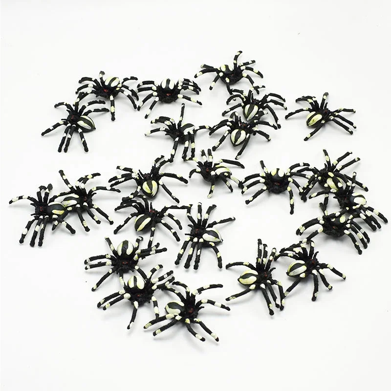 HOT SALE 5pc Realistic fake spiders Horror Spoof Scary Simulation White Flower Spider Funny Halloween Fools Day Trick Toy