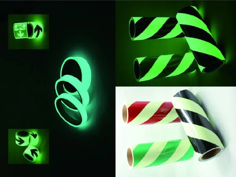 Twill leuchtende Licht emittierende v Feuert reppen Anti-Rutsch-Pfeil Fluoreszenz Marine orientierte Sicherheits warnband Zeichen – Detail 9