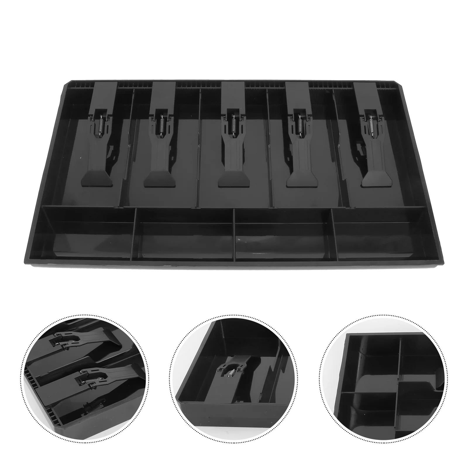 5 Grids Cash Collection Box Cashier Drawer Insert Tray for Home (Black) Cash Drawer Coins Tray Cash Box