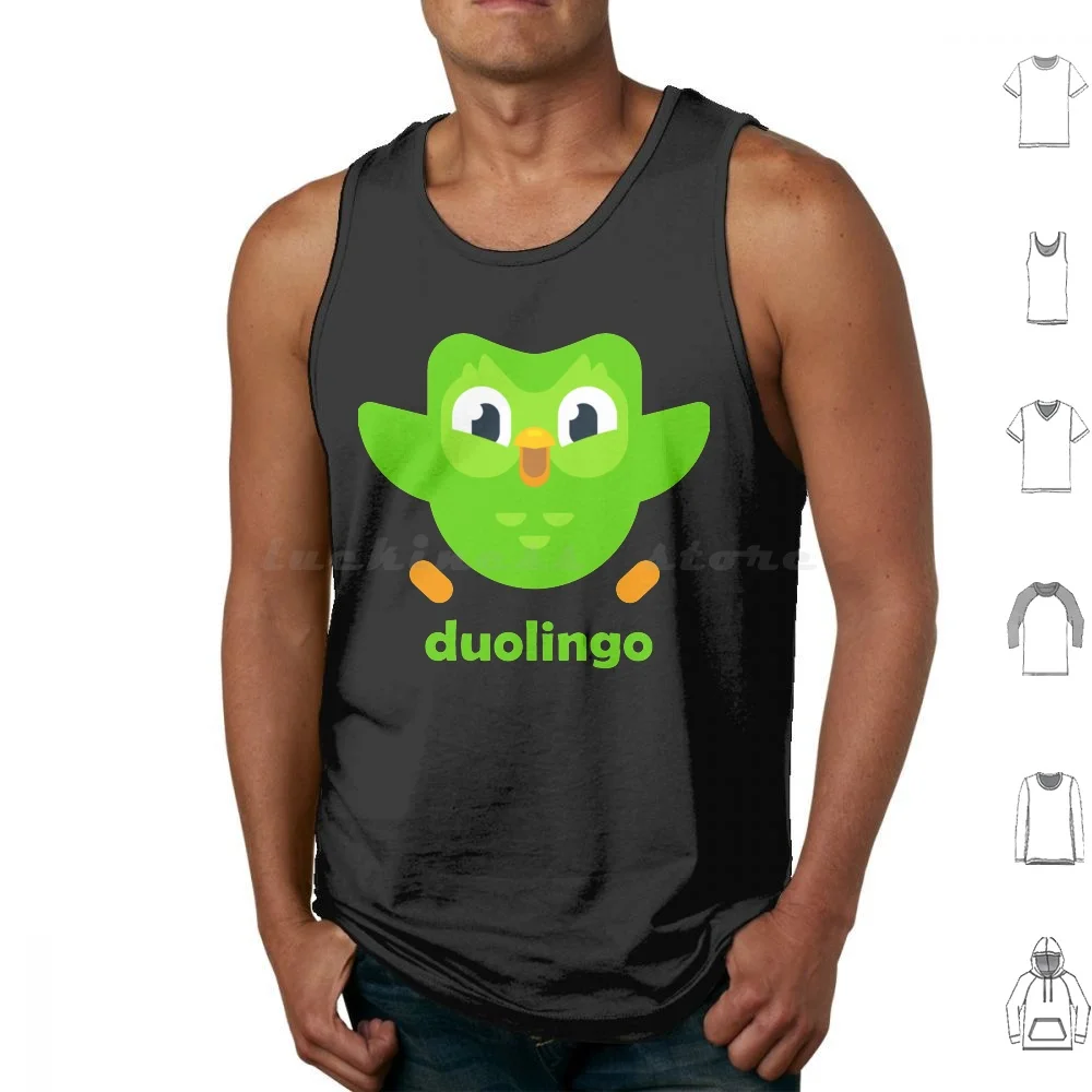 Duolingo Tank Tops Print Cotton Duolingo Duolingo Owl Spanish Owl Language Meme French Funny Bird Duolingo Bird