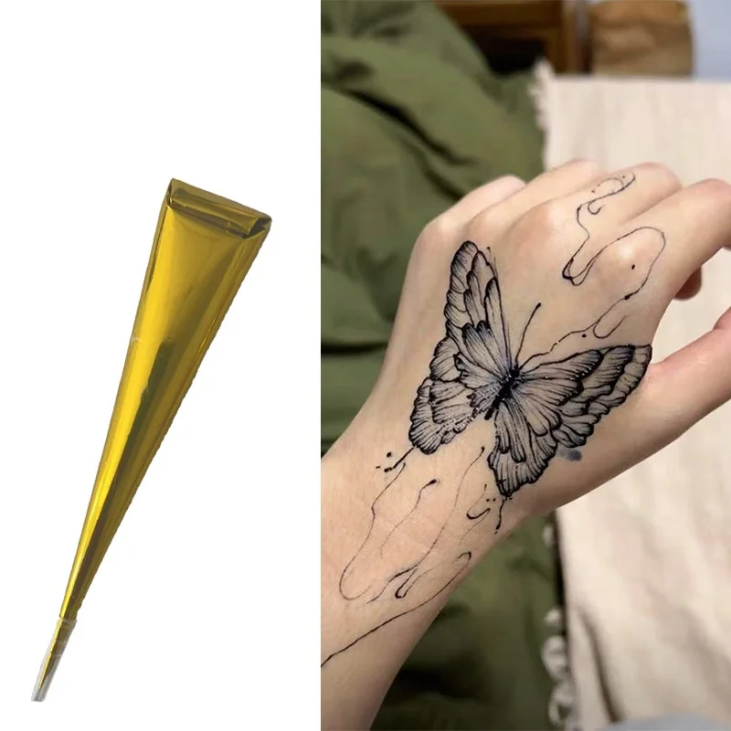 Черно-коричневые чернила для татуировки хной, без химикатов, временная паста для татуировки, паста для хны, конус, простые в использовании чернила для боди-арта Менди для временной татуировки Черно-коричневые чернила для татуировки хной, без химикатов, временная паста для татуировки, паста для хны, конус, простые в использовании чернила для боди-арта Менди для временной татуировки