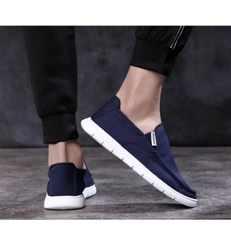 Men\'s Summer Canvas Shoes New Outdoor Breathable Comfortable Sneakers Fashion Slip-on Flat Shoes Casual Walking Shoes for Men