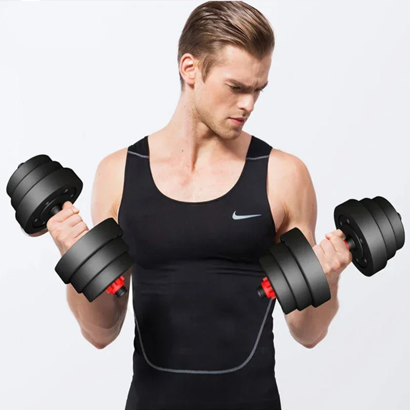 Wholesale Fitness Equipment Fitness Adjustable Rubber Coated Steel Two-in-one Dumbbell 10-40kg Combination Barbell Dumbbell Set.