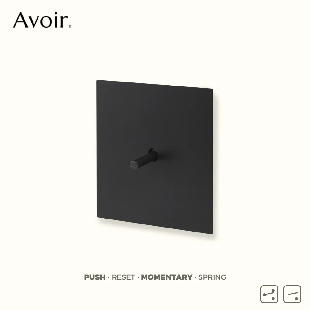 Avoir Matte Black Stainless Steel Panel Momentary Switch For Houses Toggle Switches Wall Socket With Usb Charge Reset Switches