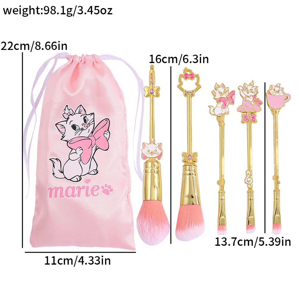 5 個ディズニーマリー猫メイクブラシツールセットメイクアップブラシツールキットアイシャドウアイライナー化粧品ブラシマキアージェム
