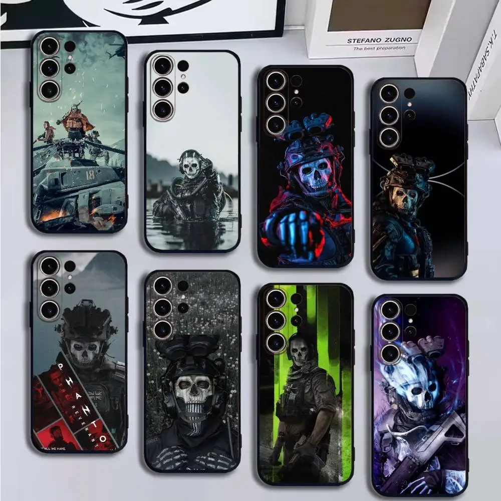 حافظة هاتف COD Call Of Duty Ghost لهاتف SamsungS25,24,21,22,23,30, Ultra,20, Plus, Fe, Lite, Note,10,9, غطاء أسود ناعم