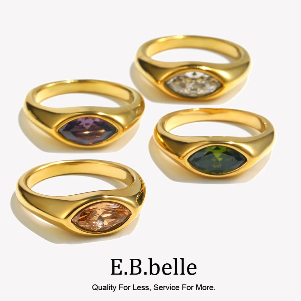 E.B.belle ホースアイジルコン レディースリング 18Kゴールドメッキ