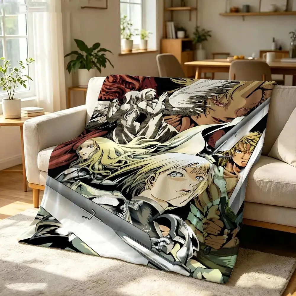 Anime C-Claymore Throw Soft Warm Flannel Throw Blanket, Multi-use for Sofa Bed Office Nap