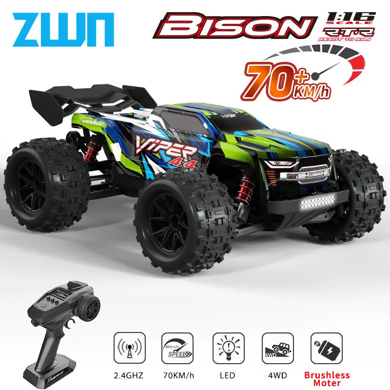 ZWN 1:16 RC 자동차, 전기 고속 드리프트 몬스터 트럭 VS Wltoys 144001 장난감, 4WD 풀 체중계 리모컨 자동차, 70 km/h 또는 50 km/h 