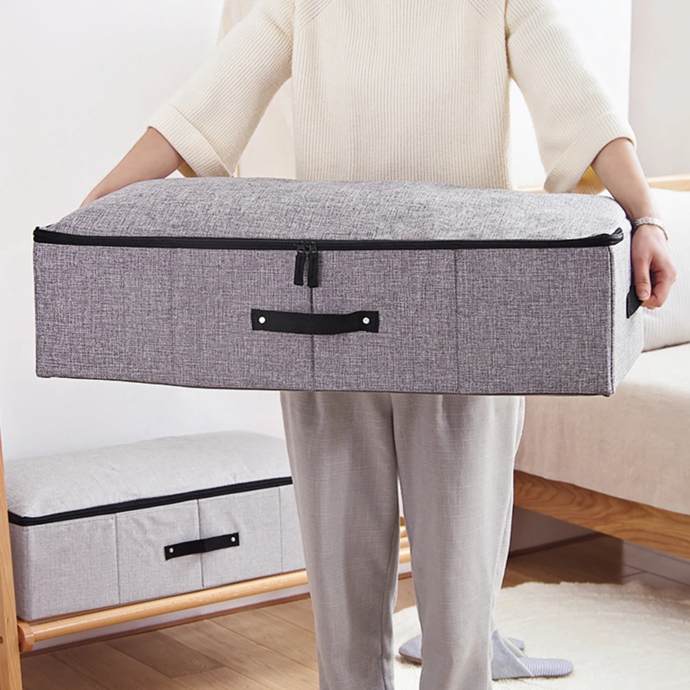 

Foldable Storage Box under Bed Clothing Container Case Cotton Linen Dust Proof Zippered Clothes Blanket ganizers Save Space Home