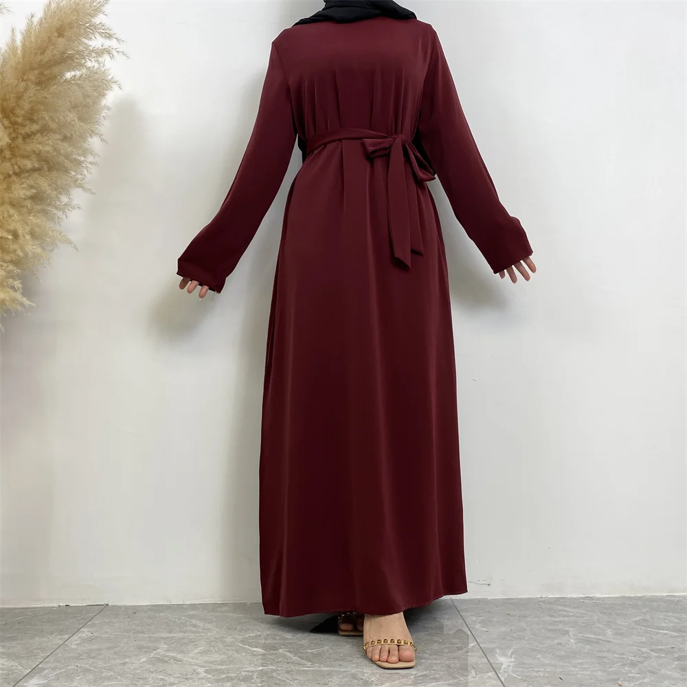 عباية إسلامية موضة جديدة فستان ساخن تركيا العربية دبي رداء بلون سادة مع جيوب فستان نسائي طويل 62