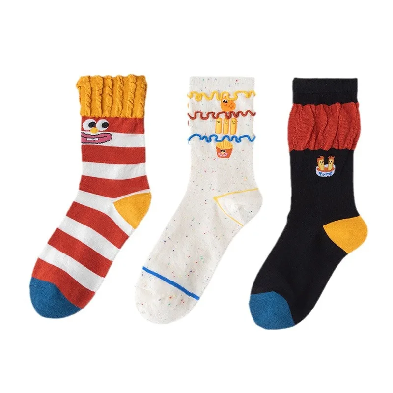 Women's Socks Spring Summer Cartoon Sweet Happy Funny Cotton Socks Cute Fashionable Kawaii Middle Tube Socks For Girl Gift