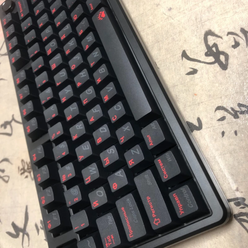 

Russian Theme Keycaps Black and Red Custom PBT Cherry Profile Keycap Dark System Point Key Cap for Wooting Mechanical Keyboard