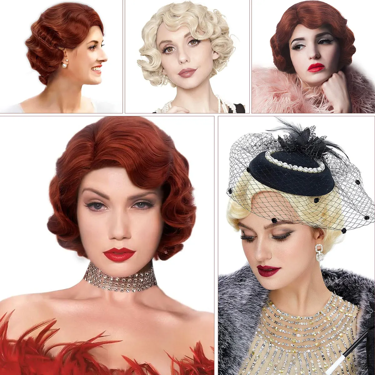 1920s Finger Wave Synthetic Womens Wig Short Curly Wig Cosplay Wig Costume Halloween Party Daily Use Great Gatsby