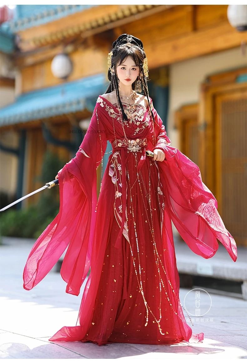 

Ancient Chinese Costume Women Clothes Traditional Hanfu Women Tang Dynasty Dance Costumes Folk Fairy Embroidery Hanfu Set