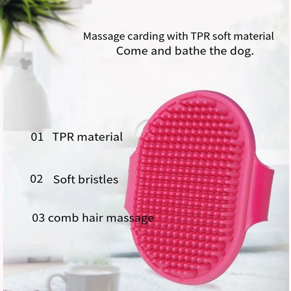 Dog Cat Brush Soft Rubber Pet Bath Silicone Comb Massage Comb Hair Remover Pet Supplies Dog Grooming Wash Cleaning Equipment