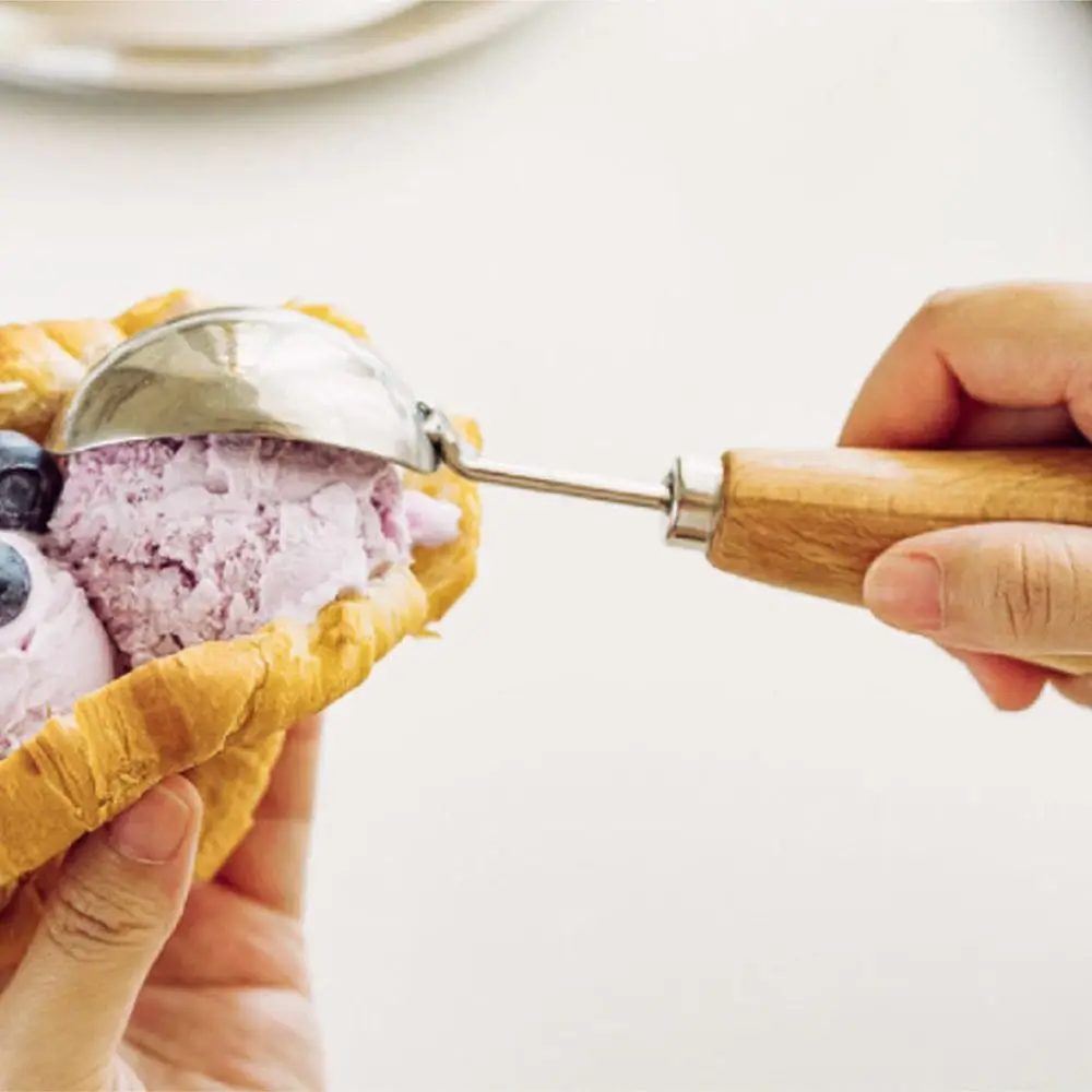 

2pcs Stainless Steel Ice Cream Spoon Cute Durable Soup Spoon Multifunctional Thickened Fruit Watermelon Spoon Household