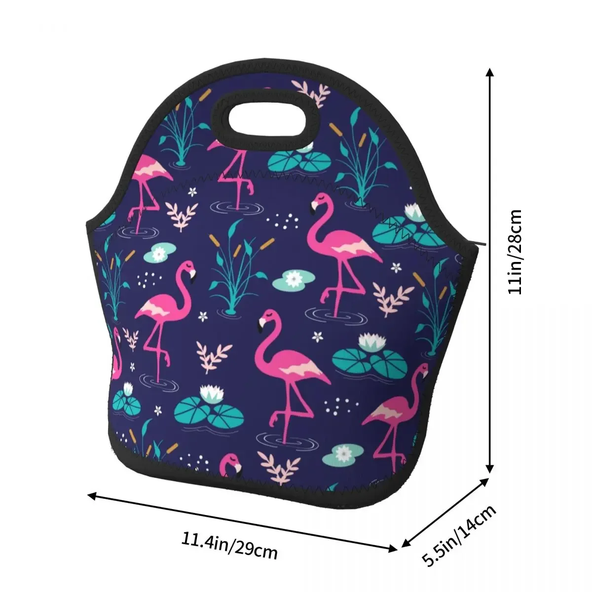 Custom Cute Flamingo Seamless Pattern Neoprene Lunch Bag for Men Women Warm Cooler Insulated Lunch Box for Kids School Children