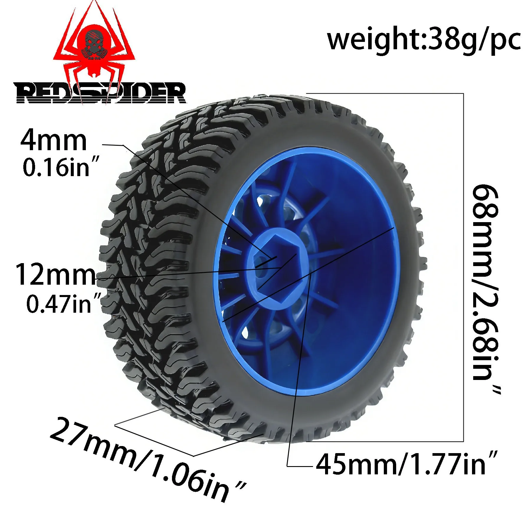 1 Set 68mm 1/14 1/16 Short Course Truck Tire Tyre 12mm Wheel Hex for MOJAVE LC Hyper GO MJX 14211 HBX JJRC RC Car