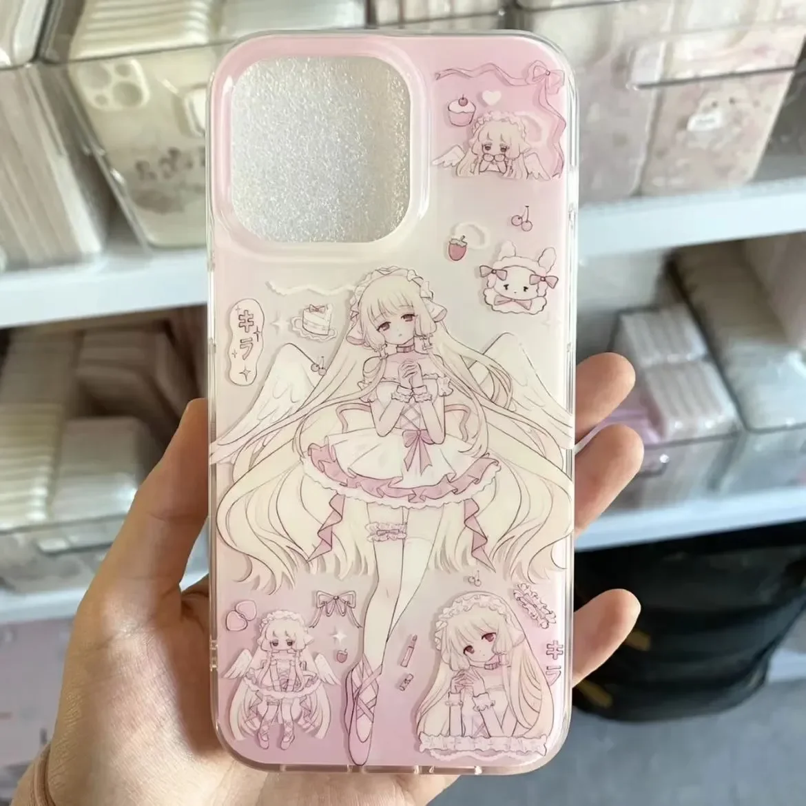 Ins Anime Angel Girl Cartoon Pink Kawaii Phone Case For iPhone 16 15 14 13 12 11 Pro Max XR XS Max 7 8 Plus MINI Y2K Cute Cover