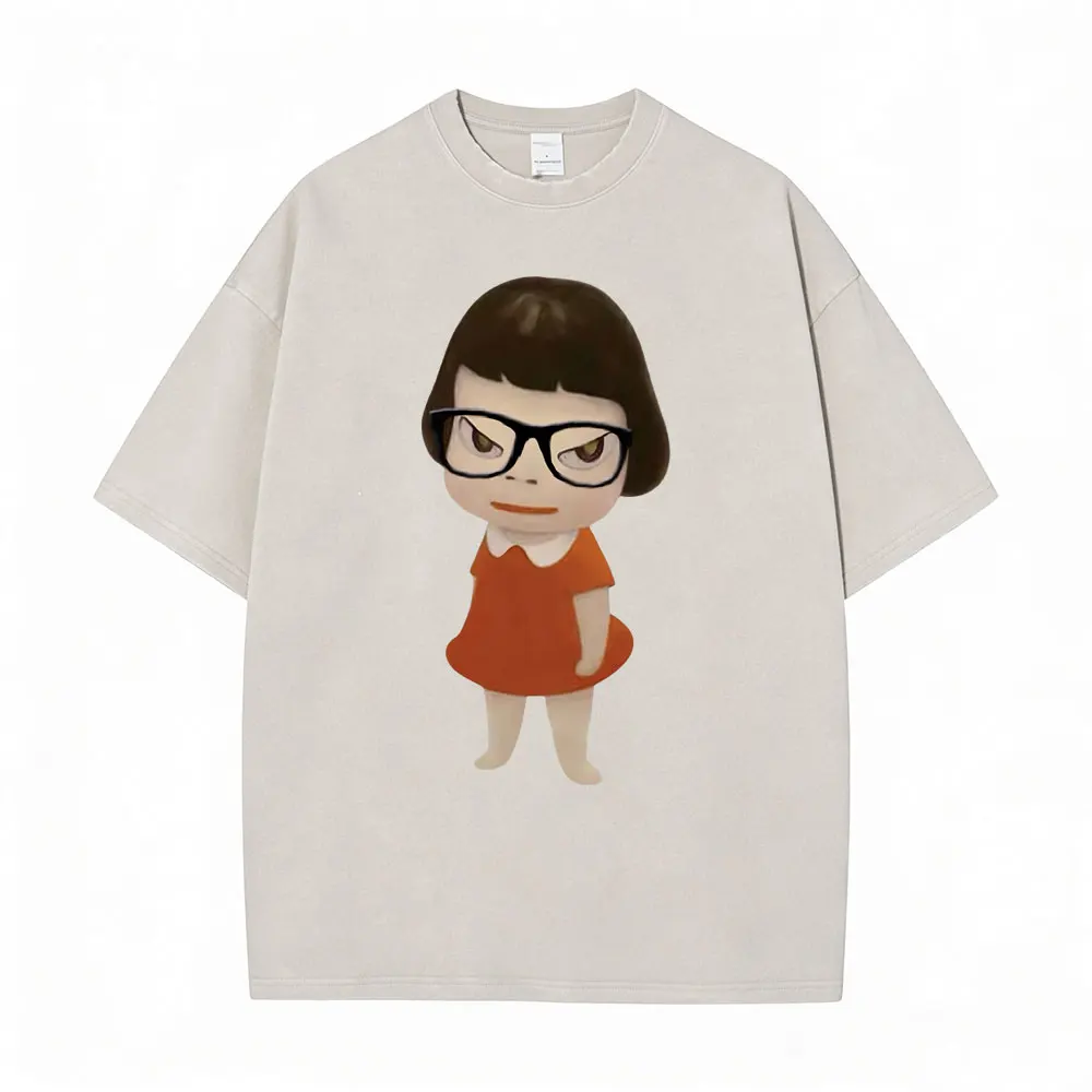 

Yoshitomo Nara Graphic Funny Vintage Washed T-shirt Men Women Casual Oversized T Shirt O-collar Cotton Short Sleeve Streetwear