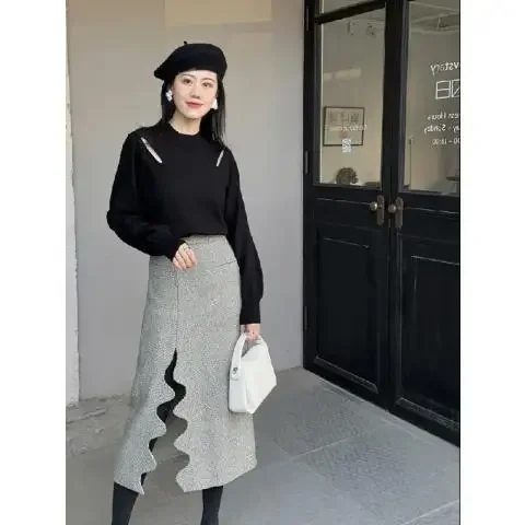 2024 Winter New High-end Elegant Popular Niche Skirt for Women Autumn and Winter Unique French Beautiful Fashion New Ins Skirt