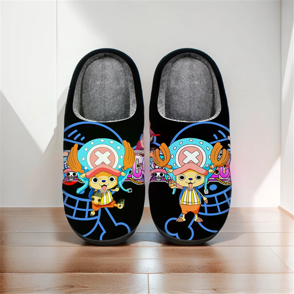 

Anime Cartoon Cute Home Slippers ONE PIECE Tony Tony Chopper Winter Warm Slippers For Man Woman Boy Girl Unisex Halloween Gift