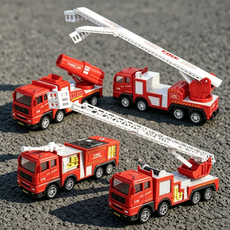 1:32 Inertia Fire Truck Firefighting Engine Rescue Truck Fire Ladder Engineering Vehicle Model Kid Collection Toy Birthday Gifts