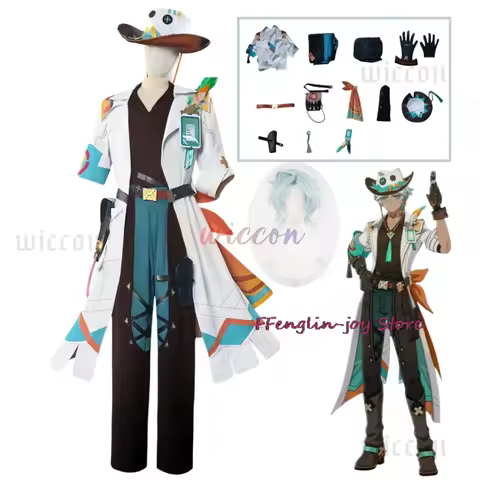 Genshin Impact Ifa Cosplay Costume Wig White Coat Uniform Outfit Hat Bag Props Full Set Men Women Girls Tlalocan Party Halloween