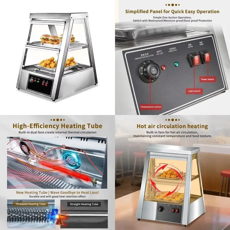 Electric Food Display Warmer Cabinet Desktop Snack Buffet Insulation Case Commercial Catering Equipment