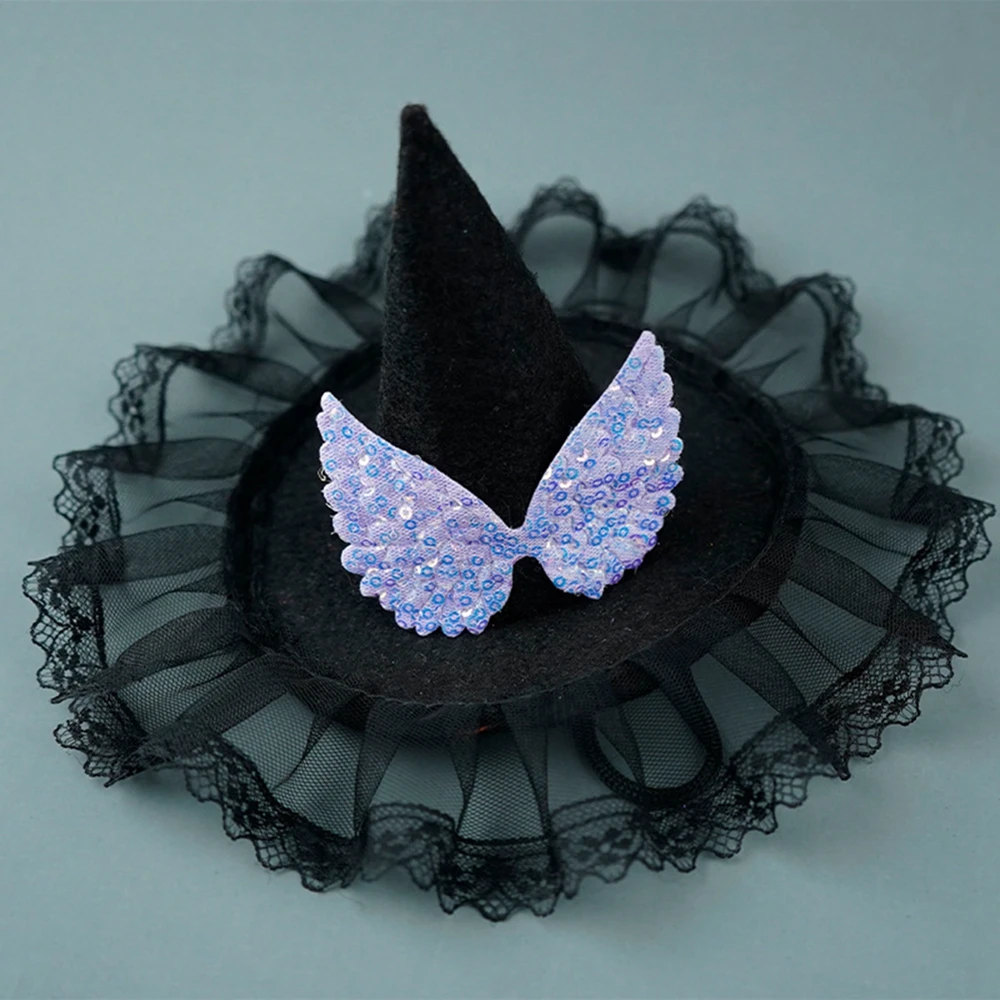 Pet Festival Birthday Party Hat Black Lace Halloween Cosplay Angel White Decoration Witch Cute Lace Hat Chihuahua Pet Accessorie