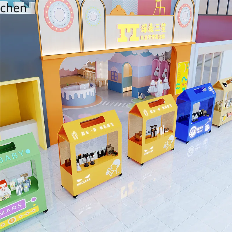CZ Stall Push Cart Market Outdoor Stall Dining Cart Mall Promotional Activity Iron Art Flower Cart